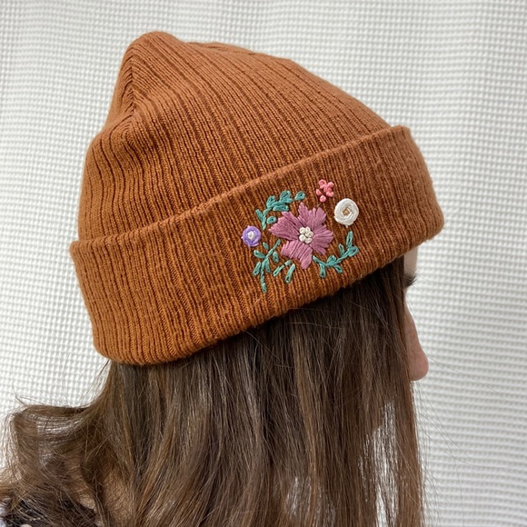 wild fable Accessories - Women’s Wild Fable floral hand-embroidered beanie hat. One size. Handmade by me.